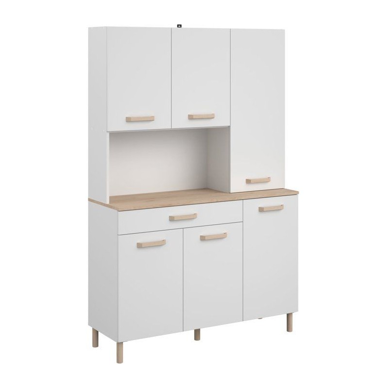 Buffet de cuisine - ESSENTIEL 2 - 120,1 x 40,3 x 182,6 cm - Blanc / Chene - PARISOT