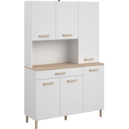 Buffet de cuisine - ESSENTIEL 2 - 120,1 x 40,3 x 182,6 cm - Blanc / Chene - PARISOT