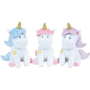 Lot Vaisselle Licorne pour Enfant - FUN HOUSE - 006319 - 2 Assiettes, 2 Sets de Couverts et 1 Peluche Douce