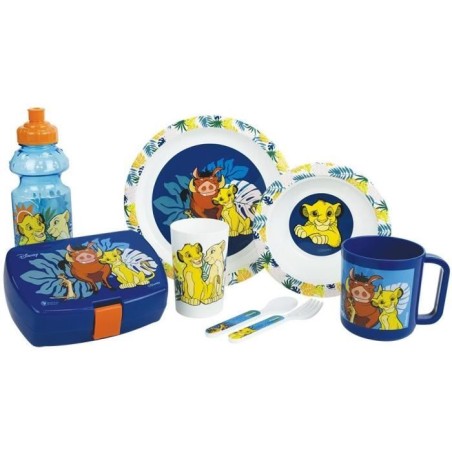 Disney Der König der Löwen Geschirrset – FUN HOUSE – 006360 – Glas, tiefer Teller, flacher Teller, Becher, Flasche, Best