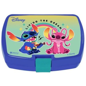 Geschirrset - FUN HOUSE - STITCH AND ANGEL - Glas, Teller Ø22 cm und Ø16 cm, Besteck, Wasserflasche und Snackbox