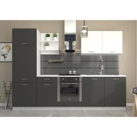 Küche komplett Prego - L 270 cm - Arbeitsplan 210 cm enthalten - grauer Graphit