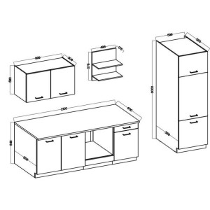 Küche komplett Prego - L 270 cm - Arbeitsplan 210 cm enthalten - grauer Graphit