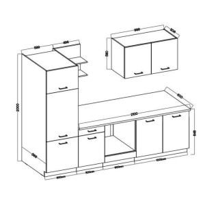 Küche komplett Prego - L 270 cm - Arbeitsplan 210 cm enthalten - grauer Graphit