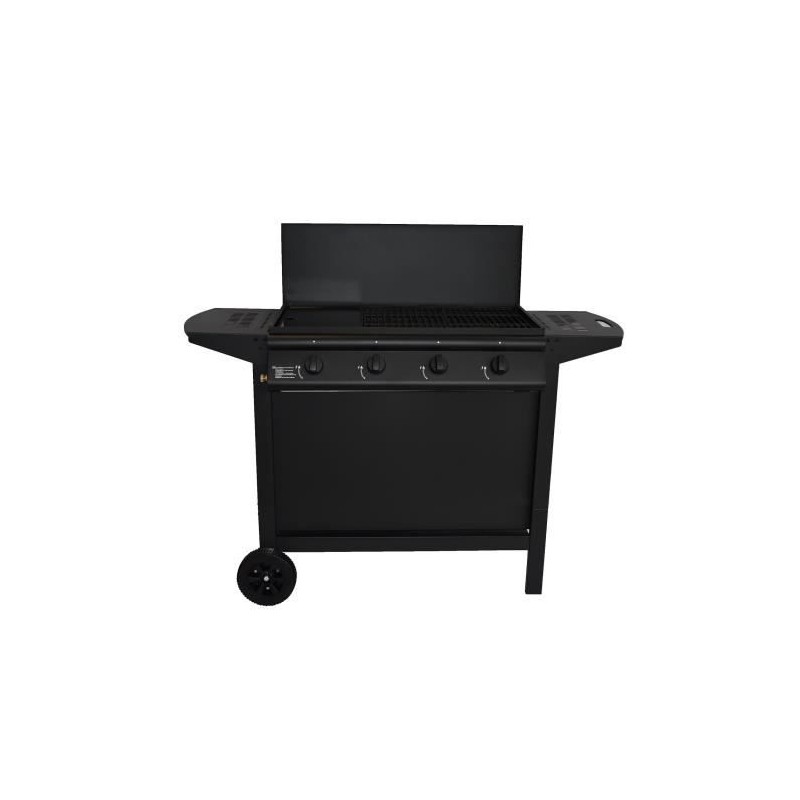 Gasgrill – GRILL GARDEN – Schwarz – 4 Brenner – Mit Schutzabdeckung – Piezozündung