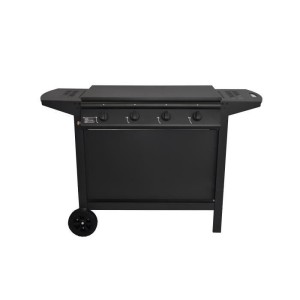 Barbecue a gaz - GRILL GARDEN - Noir - 4 brûleurs - Avec capot de protection - Allumage Piezo électrique