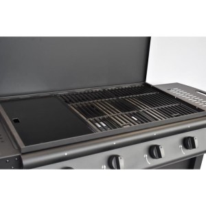 Gasgrill – GRILL GARDEN – Schwarz – 4 Brenner – Mit Schutzabdeckung – Piezozündung