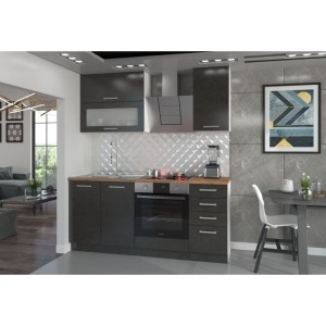 LASSEN Komplette Küche L 180 cm mit Backofenschrank und Arbeitsplatten - Matera Grey