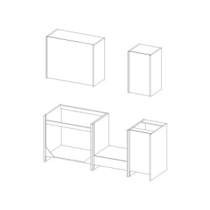 LASSEN Komplette Küche L 180 cm mit Backofenschrank und Arbeitsplatten - Matera Grey