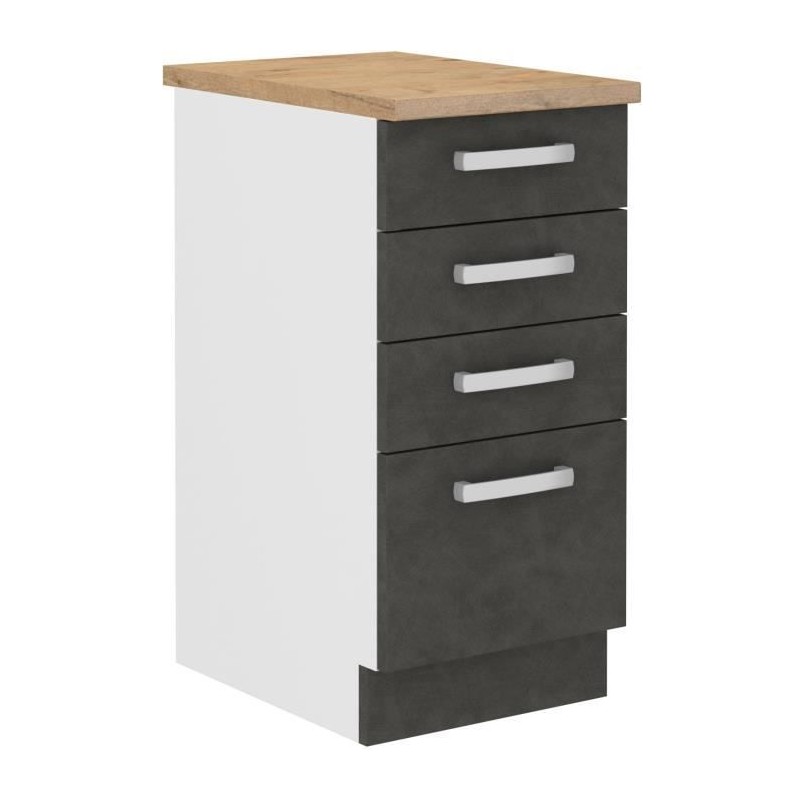 Unterschrank 4 Schubladen mit Arbeitsplatte - Mattgrau - L 40 x T 51,6 x H 85 cm - LASSEN