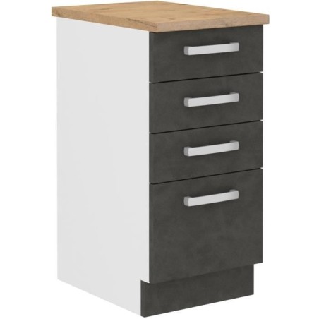 Unterschrank 4 Schubladen mit Arbeitsplatte - Mattgrau - L 40 x T 51,6 x H 85 cm - LASSEN
