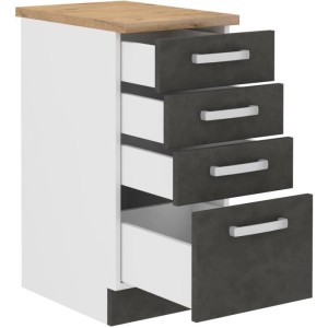 Unterschrank 4 Schubladen mit Arbeitsplatte - Mattgrau - L 40 x T 51,6 x H 85 cm - LASSEN