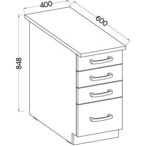 Unterschrank 4 Schubladen mit Arbeitsplatte - Mattgrau - L 40 x T 51,6 x H 85 cm - LASSEN