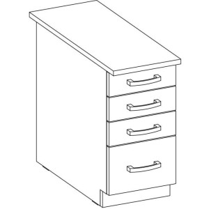 Unterschrank 4 Schubladen mit Arbeitsplatte - Mattgrau - L 40 x T 51,6 x H 85 cm - LASSEN