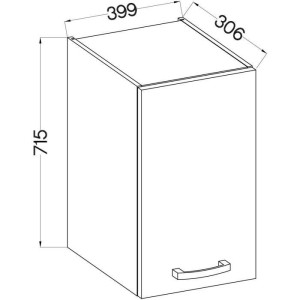 Hochschrank mit 1 Flügeltür - Mattgrau - L 40 x T 31,6 x 72 cm - LASSEN