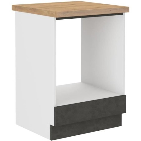 Unterschrank für Einbaubackofen mit Arbeitsplatte - Mattgrau - L 60 x T 51,6 x H 85 cm - LASSEN