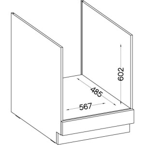 Low cabinet for built -in oven with worktop - matt gray - L 60 x D 51.6 x H 85 cm - lassen
