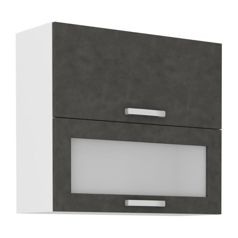 Hochschrank mit 2 Schwingtüren - B 80 x T 31,6 x H 72 - Mattgrau - LASSEN