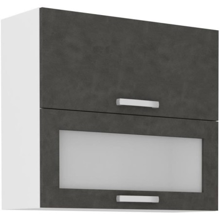 High cabinet 2 tilting doors - L 80 x D 31.6 x H 72 - Mat gray - Lassen