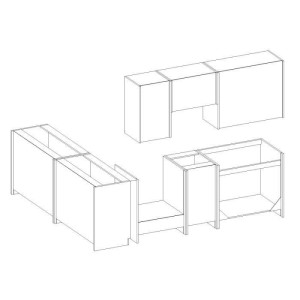 LASSEN Cuisine complete d'angle 240x165 cm avec plan de travail - Angles réversible - 8 éléments - Gris Matera