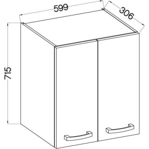 Hochschrank mit 2 Flügeltüren - Sonoma Eiche Dekor - B 60 cm x T 31,6 x H 72 cm - LASSEN