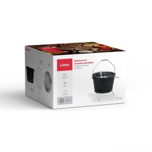 Tragbarer Holzkohlegrill - LIVOO - DOC327N - Edelstahl - Grillfläche ø27 cm - Höhe 24 cm