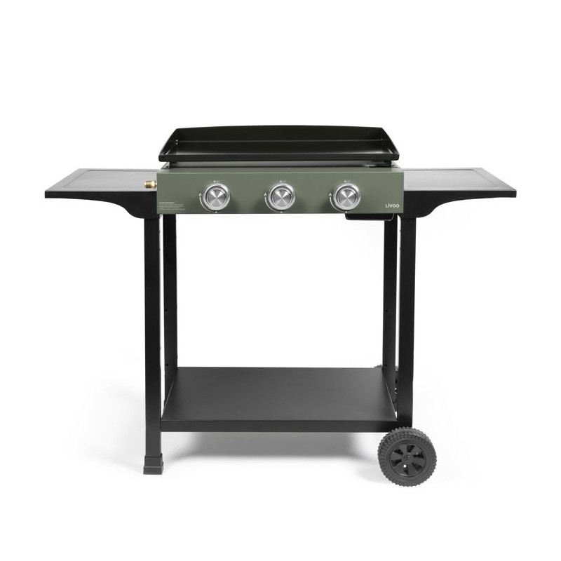Gas griddle on trolley - LIVOO - DOC326 - 3 burners - Green / Black