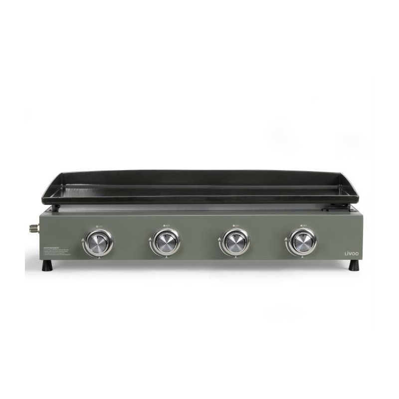 Plancha gaz - LIVOO - DOC325 - 83,5 x 47 x 24 cm - 4 brûleurs - Vert / Noir