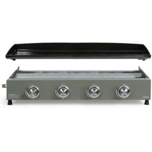 Plancha gaz - LIVOO - DOC325 - 83,5 x 47 x 24 cm - 4 brûleurs - Vert / Noir