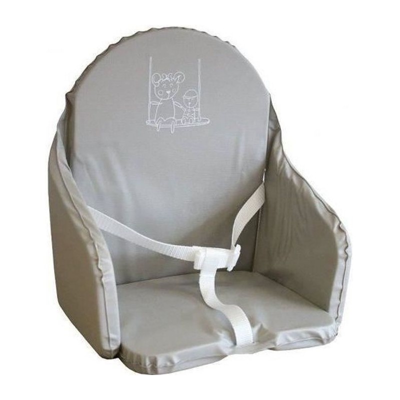 LOOPING Coussin Chaise Haute Bébé | PVC Imperméable, Sangles, Fabriqué en France | Gris