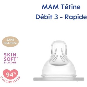 MAM Anatomic Teat - Flow 3 Fast - Silicone - Pack of 2 - Transparent
