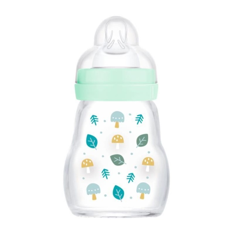 MAM Glass Babyflasche - 170ml - Blau - Trinksauger 1