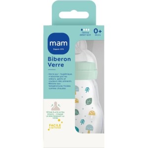 MAM Glass Babyflasche - 170ml - Blau - Trinksauger 1