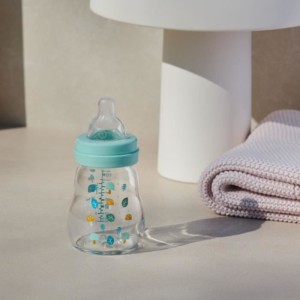 MAM Glass Babyflasche - 170ml - Blau - Trinksauger 1