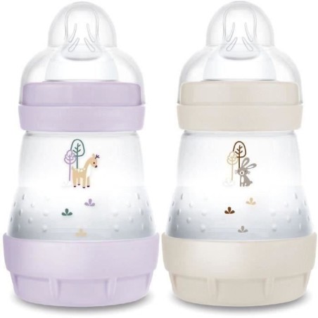 Set of 2 Baby Bottles - MAM - Easy Start - Anti-colic - 160 ml - Teat flow 1 - Lilac + Sand
