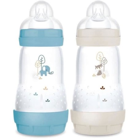 Set mit 2 Babyflaschen – MAM – Easy Start / Anti-Kolik – 260 ml – Flow 2 Sauger – Ozean + Sand