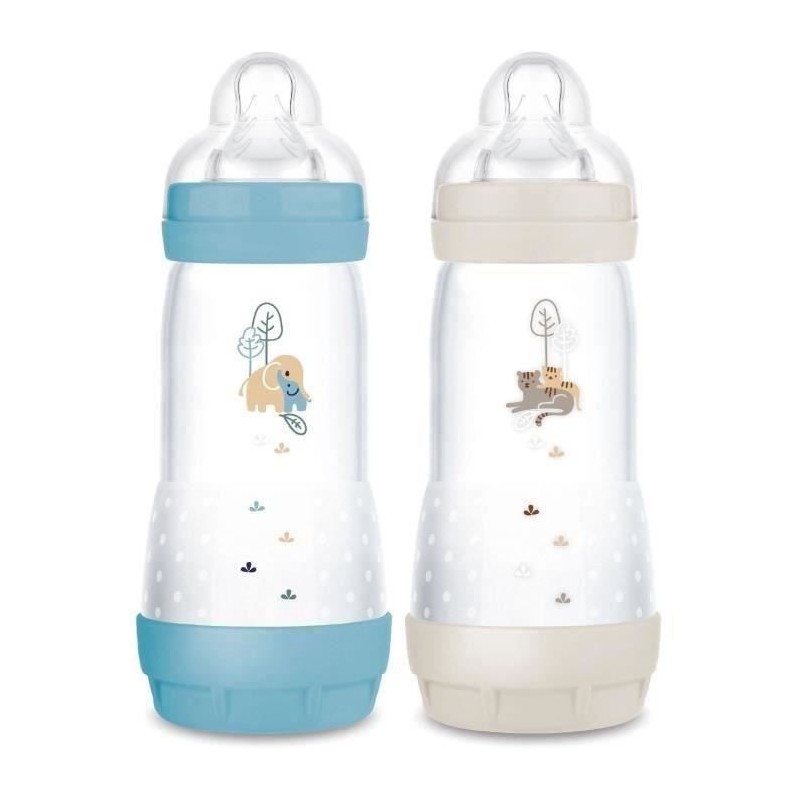 Set of 2 Baby Bottles - MAM - Easy Start - Anti-colic - 320 ml - Teat flow 3 - Ocean + Sand