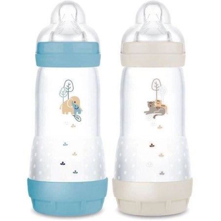 Set mit 2 Babyflaschen – MAM – Easy Start – Anti-Kolik – 320 ml – Flow 3 Sauger – Ozean + Sand