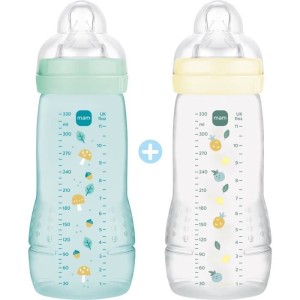 Set of 2 Bottles - MAM BABY - Easy Active - +6 months - 330 ml - X flow teat - Ice + Pearl