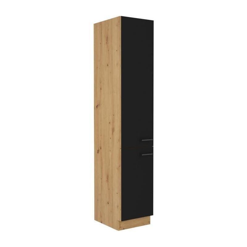 MODENA - Colonne - 2 portes - 40 x 57 x 210 cm - Chene artisan / Noir mat