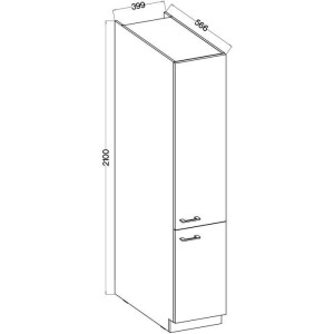 Säule - MODENA - 40 cm - 2 Türen - Artisan-Eiche und Mattschwarz - CUISINIER