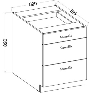 Niedriger Topfschrank - MODENA - 60 cm - 3 Schubladen - Artisan-Eiche und Mattschwarz - CUISINIER