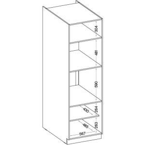 MODENA - Colonne four micro-ondes - 2 portes - 60 x 57 x 210 cm - Chene artisan / Noir mat