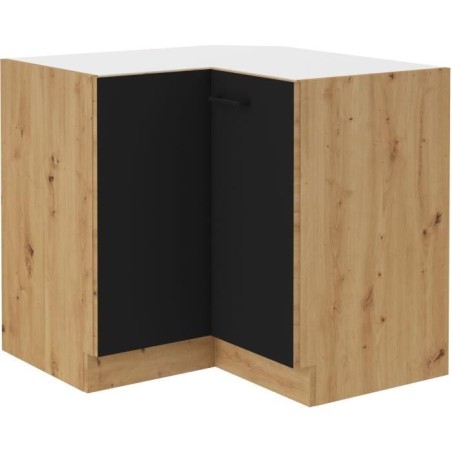 Eckunterschrank - MODENA - 89 x 89 cm - Artisan-Eiche und Mattschwarz - CUISINIER