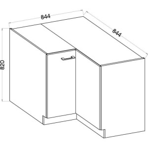 Eckunterschrank - MODENA - 89 x 89 cm - Artisan-Eiche und Mattschwarz - CUISINIER