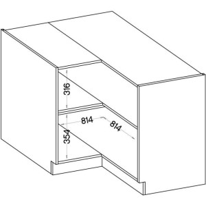 MODENA - Meuble bas d'angle - 2 portes - 89 x 89 x 82 cm - Chene artisan / Noir mat - Plan de travail non inclus