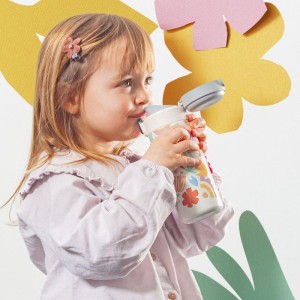 MONBENTO Isolierte Wasserflasche mit Trinkverschluss – Kinder – Schnellverschluss – Pop Paper Cut