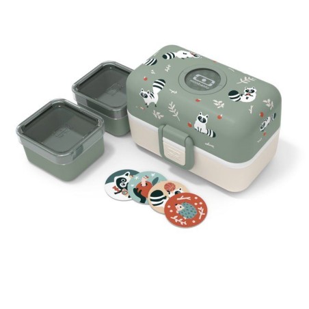 Kinder-Lunchbox – MONBENTO – 3 Fächer – BPA-frei – MB Tresor Waschbär
