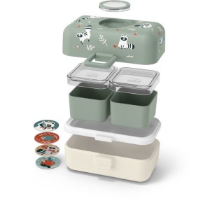 Lunch Box Enfant - MONBENTO - 3 Compartiments - Sans BPA - MB Tresor Raccoon