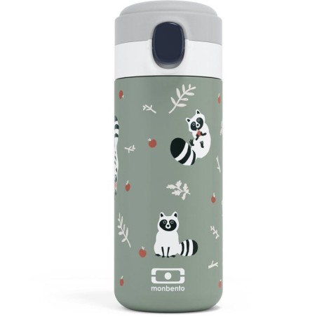 Gourde isotherme a bec verseur - MONBENTO - Enfants - Bouchon ouverture rapide - Pop Raccoon